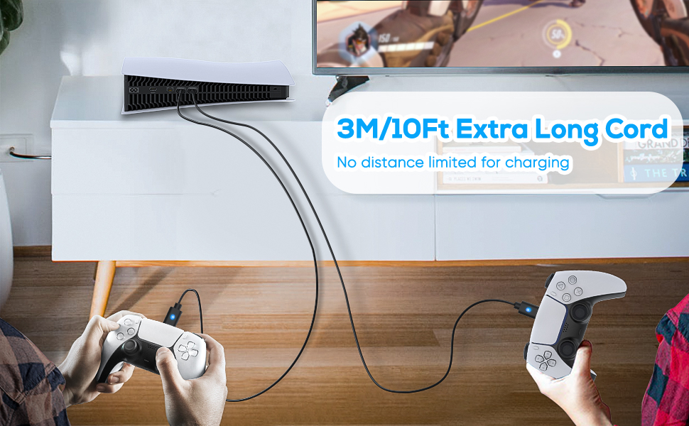 FASTSNAIL USB C Cable, 5m TypeC Fast Charging Cable Compatible with PS5 DualSense Controller