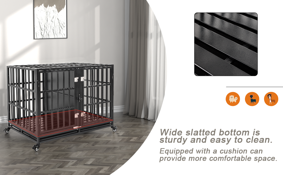 Huddycove Stackable Dog Crate with Divider, 42 Inch Double Heavy Duty Kennel for 2