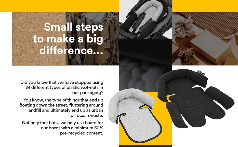 ecycled Polyester & Organic Cotton Baby & Toddler Cushioned Pad Liner for Stroller Buggy Pushchair