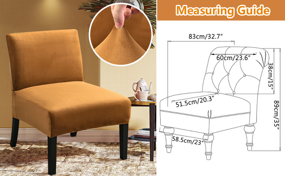 Armless Accent Chair Cover, Stretch Armless Chair Slipcover