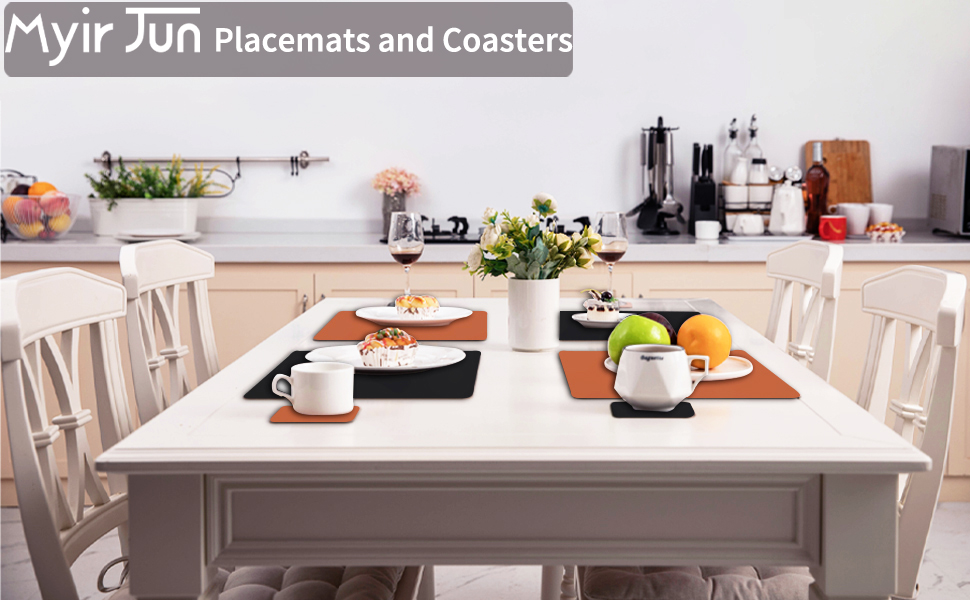 Myir JUN Leather Table Mats and Coasters, DualSided Leather Placemats