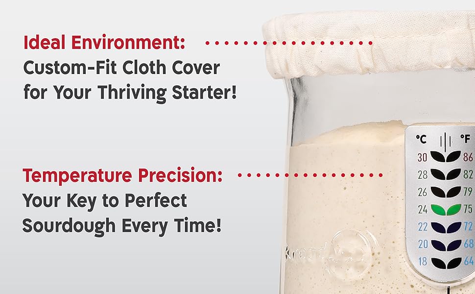 KneadAce Pro Sourdough Bread Starter Kit 34 oz Large Capacity Sourdough Starter Jar with 5