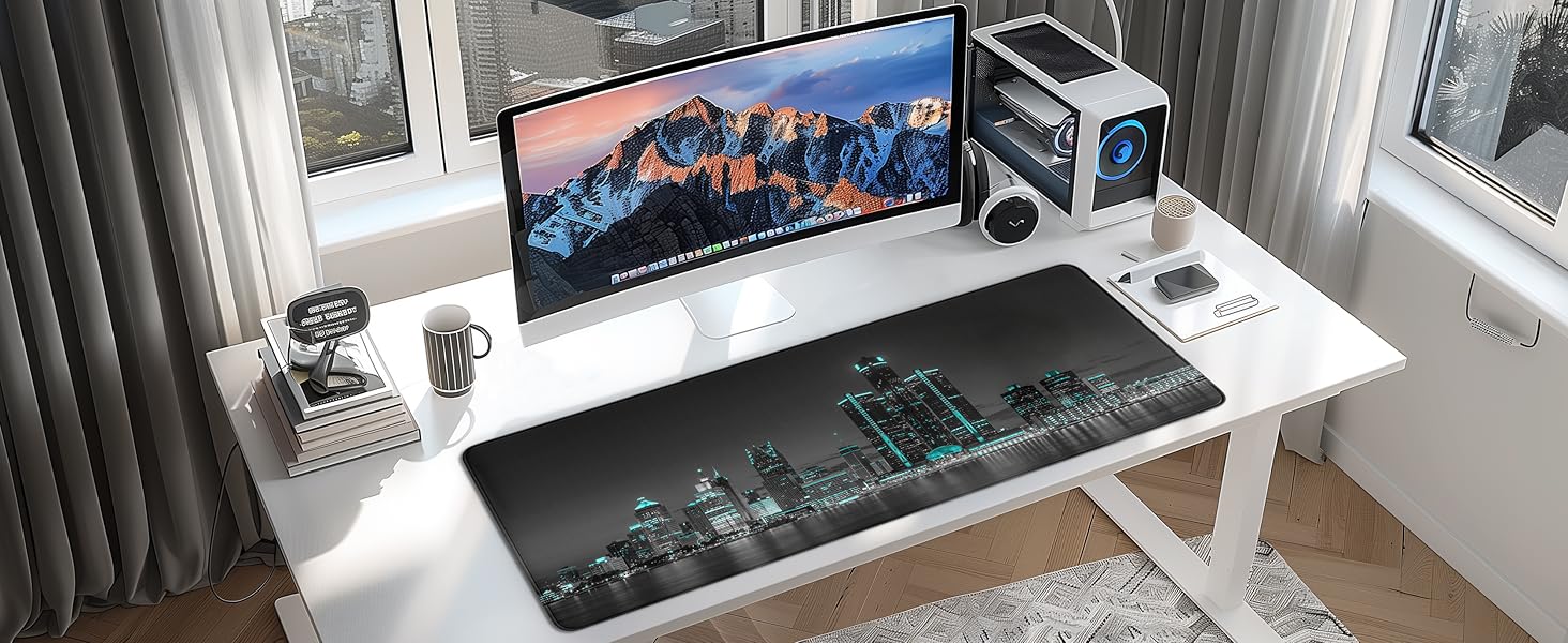 Detroit Mouse Pad, Michigan Skyline Gaming Desk Mat for