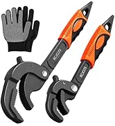 BCJCLTS Pipe Wrench Set, 10” and 15” Self Adjusting Wrench 2-Piece Plumbing Tools for 0.55“-2.36”...