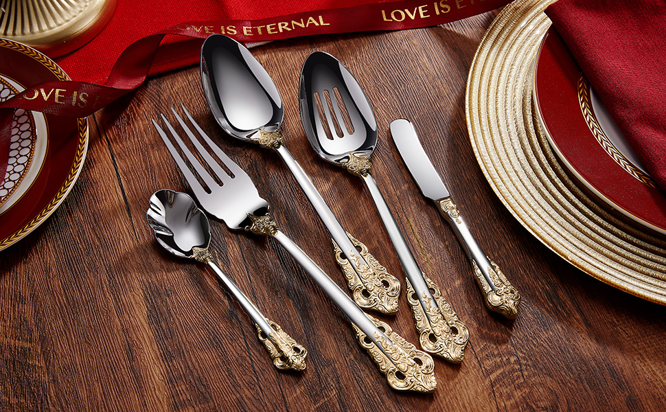 KEAWELL Luxury 45 Pieces 18/10 Stainless Steel Flatware set