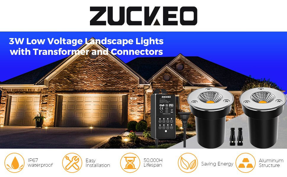 ZUCKEO 16Pack Low Voltage Landscape Lights 3w Well Lights LED In Ground