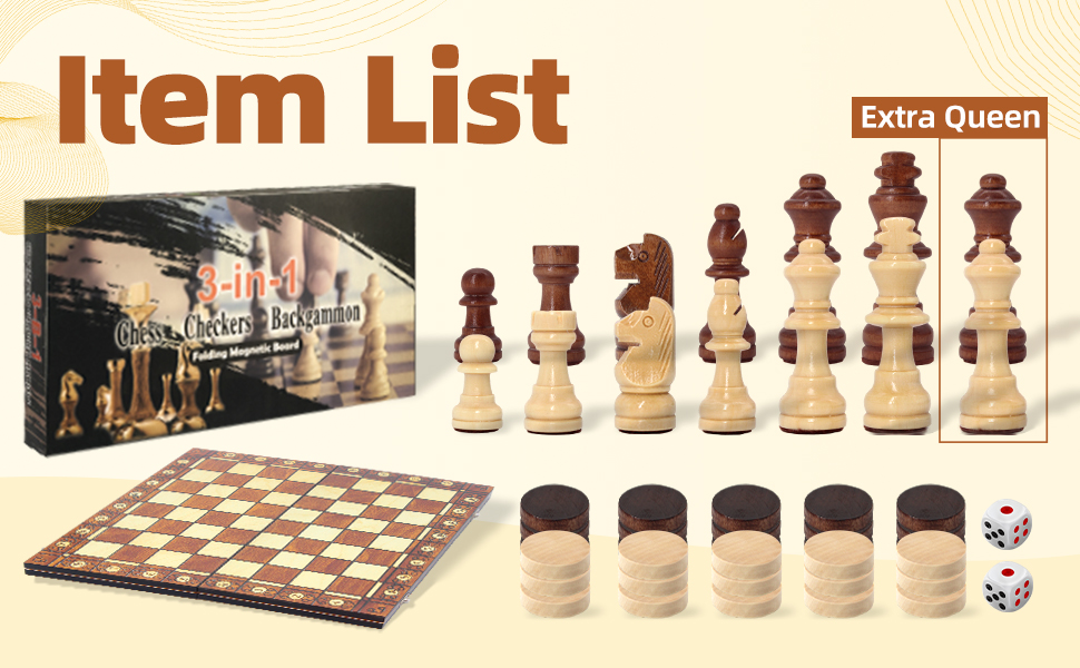 39CM Chess Checkers Backgammon Set