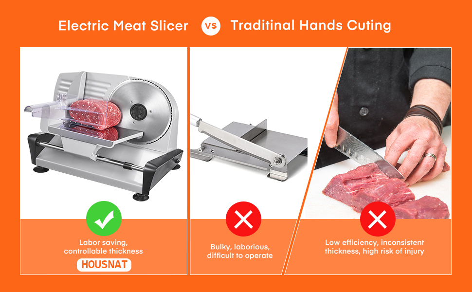 HOUSNAT Meat Slicer for Home Use, Electric Deli Food Slicer