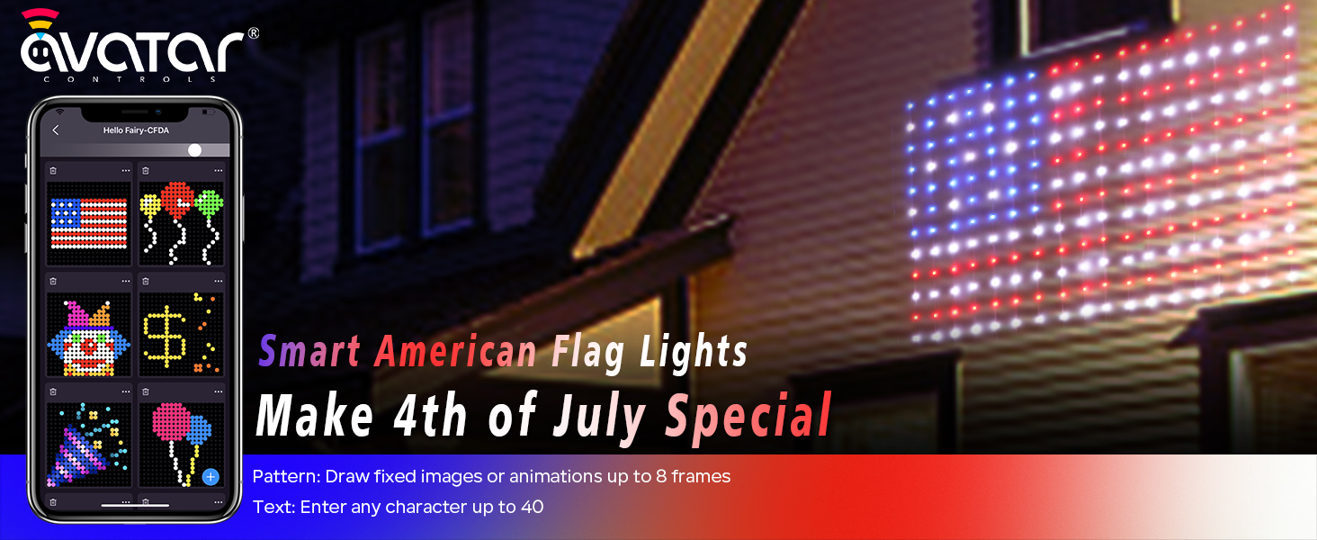 smart American Flag Lights Curtain