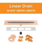 Schluter Kerdi Line Shower Drain with 44" Stainless Steel Channel Body and Waterproof Kerdi Colla...