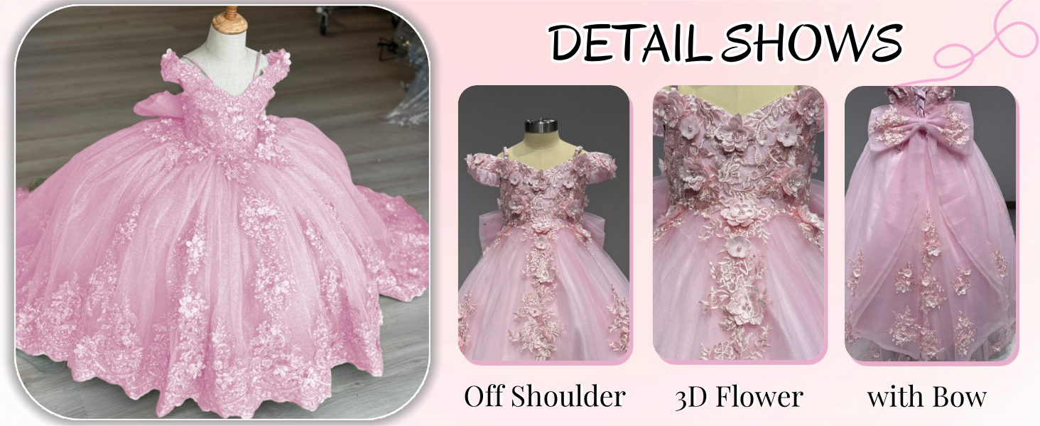 Off Shoulder Flower Girl Dress Detail Show