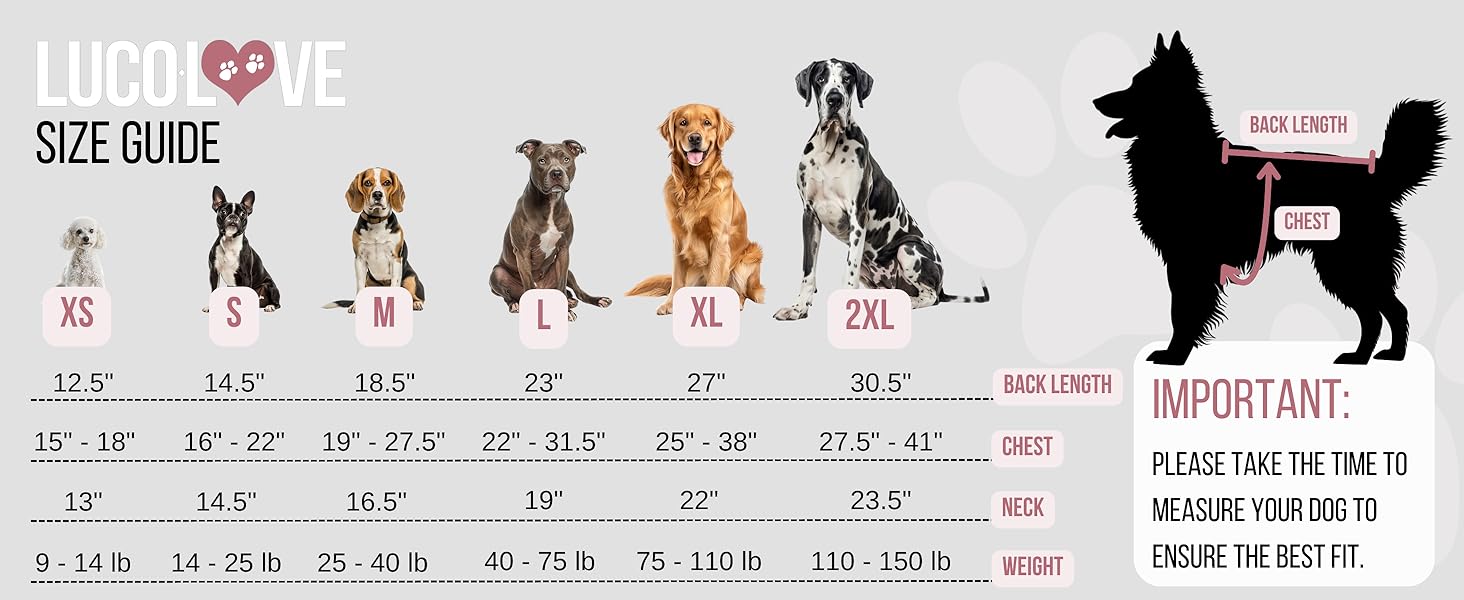 dog cooling vest sizing chart