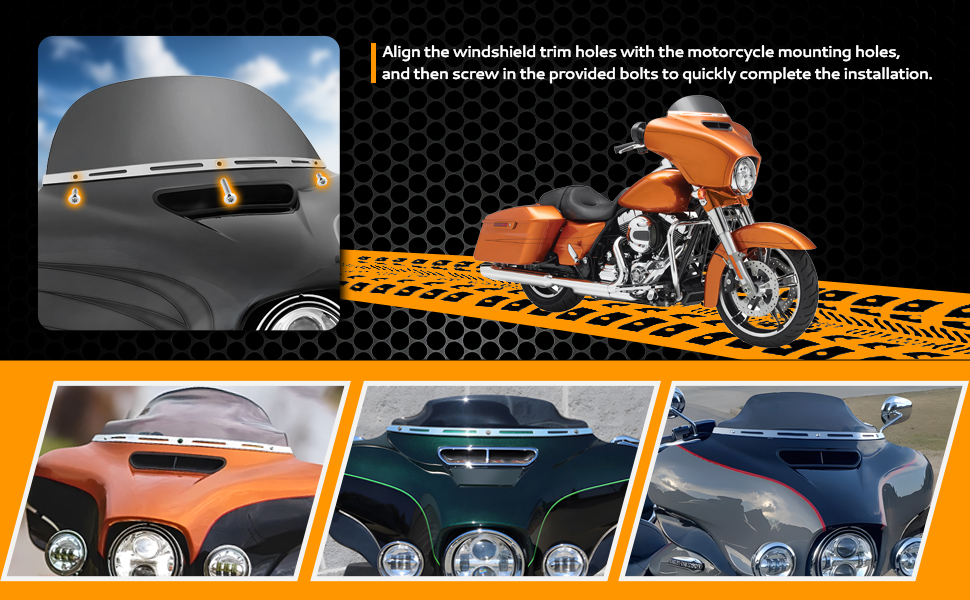 PBYMT Polished Stainless Windshield Trim, Slotted Windshield Trim Compatible for