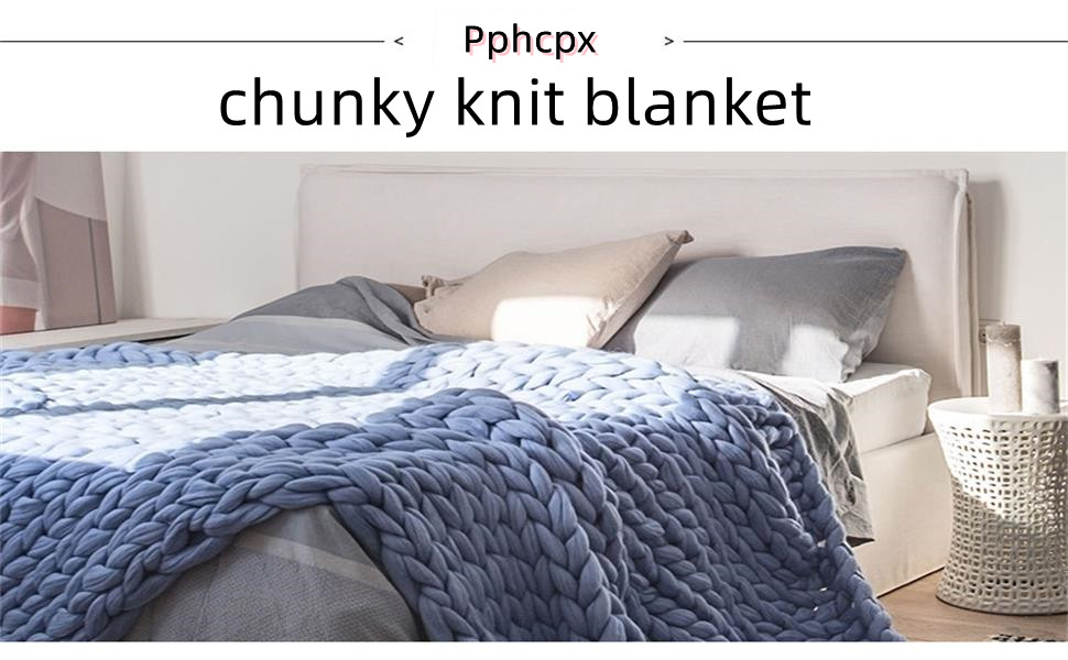 Pphcpx Light Grey Chunky Knit Blanket Throw Handmade Warm