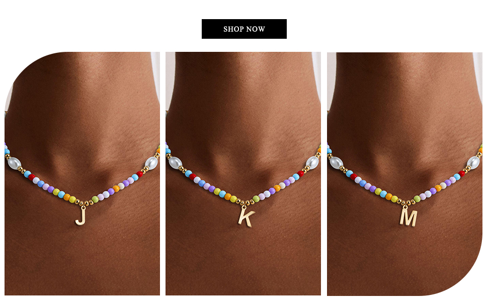 Colorful Beaded Initial Necklace