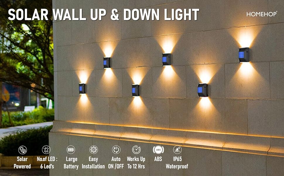 Homehop Solar Light Outdoor Up and Down, Waterproof, Decorative Wall