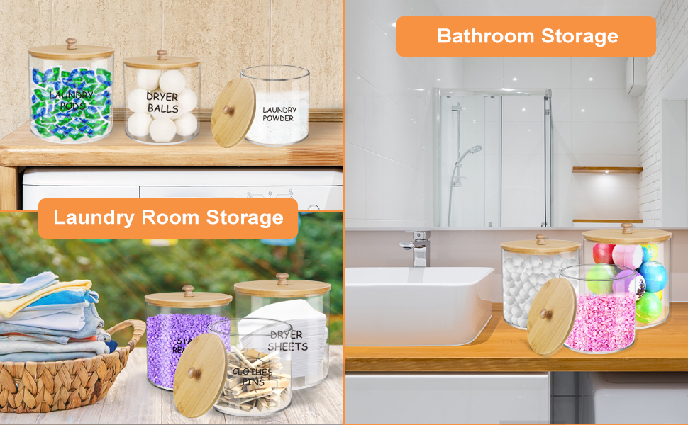 Large Capacity Laundry Room Organization Jars, 3 Pcs