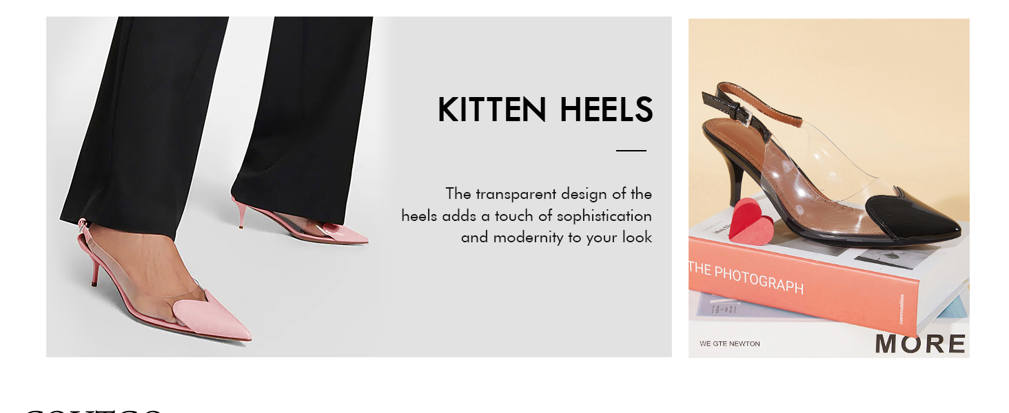 Womens Slingback Kitten Heels Clear Pumps Cute Heart Pointed Toe Slip On Party Prom Dress Shoes