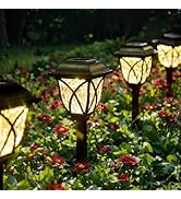 Fohil 6 Pack Solar Garden Lights, Solar Outdoor Lights IP65 Waterproof, Solar Powered Landscape L...