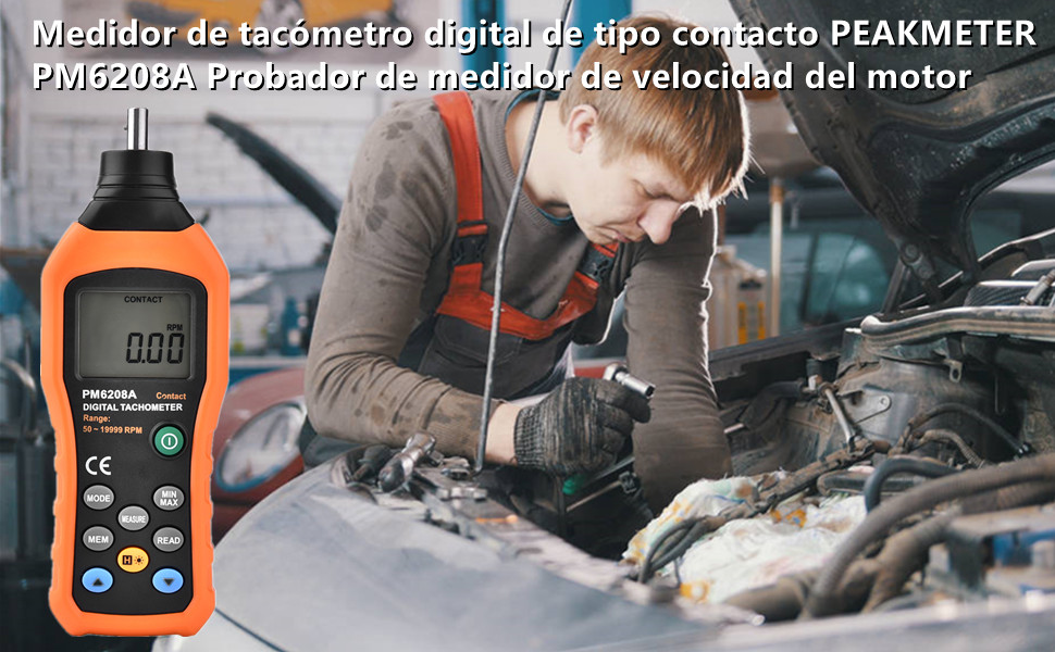 Digital Tachometer Motor Tachometer Gauge PEAKMETER PM6208A