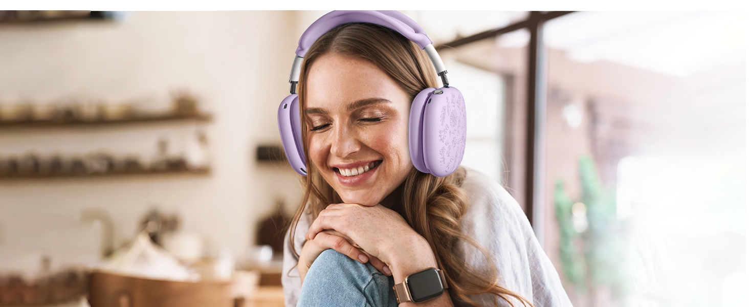DaQin floral engraved case cover for airpod max headphones