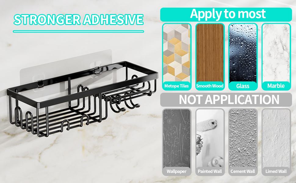 HapiRm Shower Caddy 4 Pack, Shower Organiser Shelf No Drilling