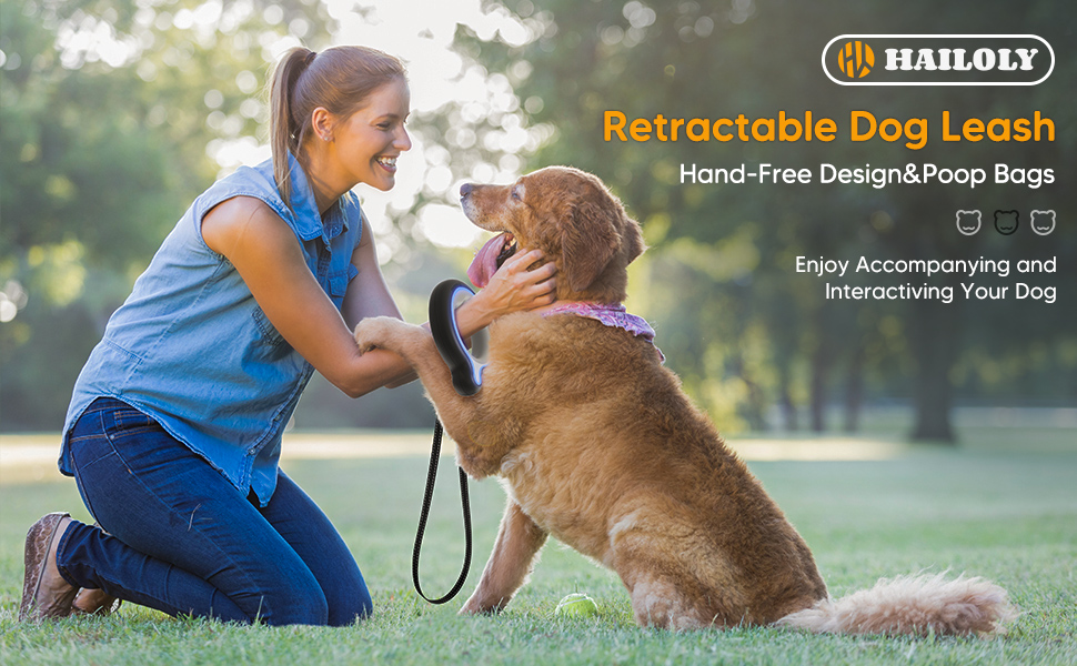 HAILOLY Retractable Dog Leash with LED Light, HandsFree