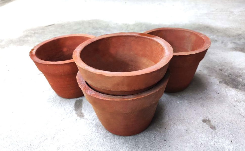 Gachwala Plant Pot (Round) Set of 2, Pots for Plants, Clay Pots for