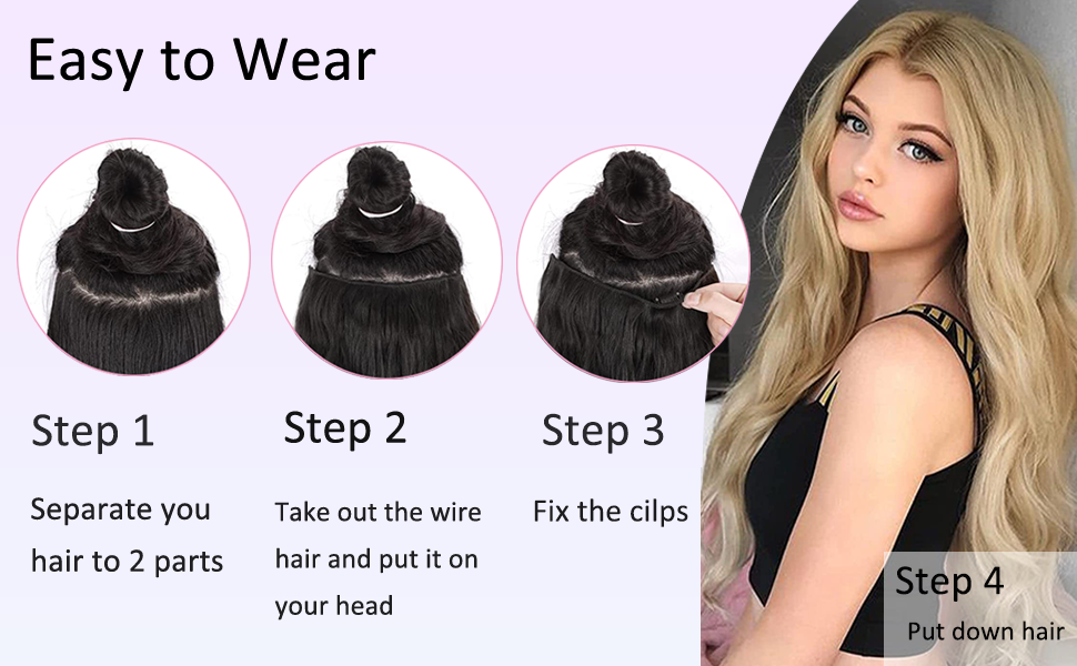 Clip in Halo Hair Extensions Invisible Wire Hair