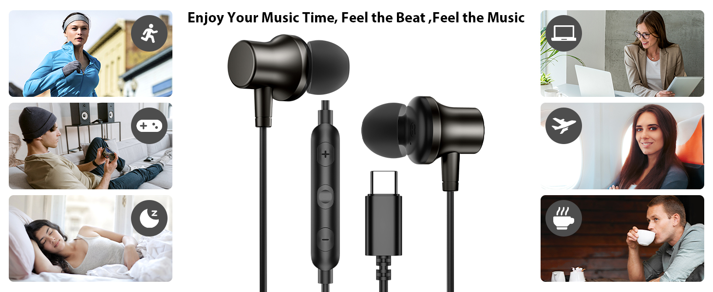 wired usb c earphones