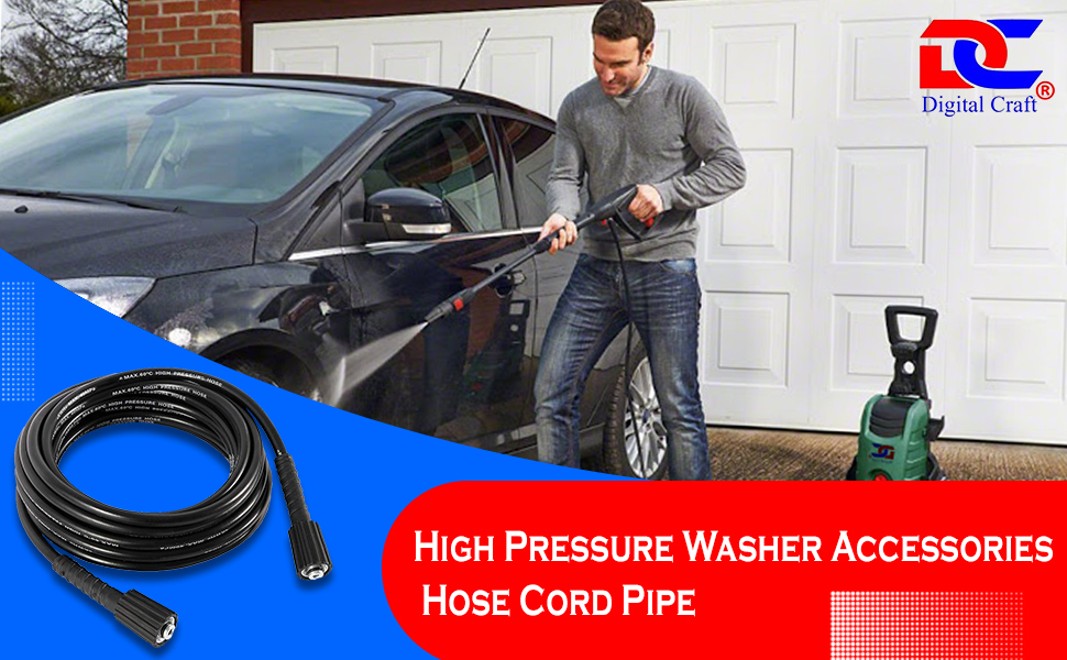 Digital Craft 7.5M/24FT High Pressure Washer Accessories Hose Cord Pipe