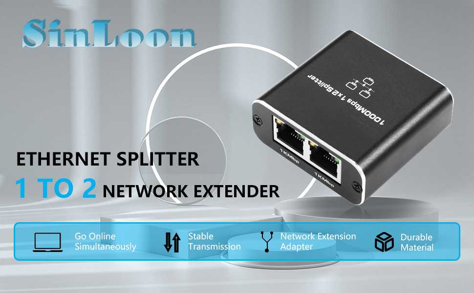 Amazon SinLoon イーサネットギガビットネットワーク分岐器、RJ45 1回転2 1000/100 Mbpsイーサネット分岐器