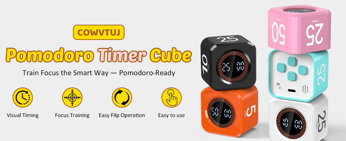 Amazon.com: Pomodoro Timer Cube Visual Productivity Flip Timer for Kids ...