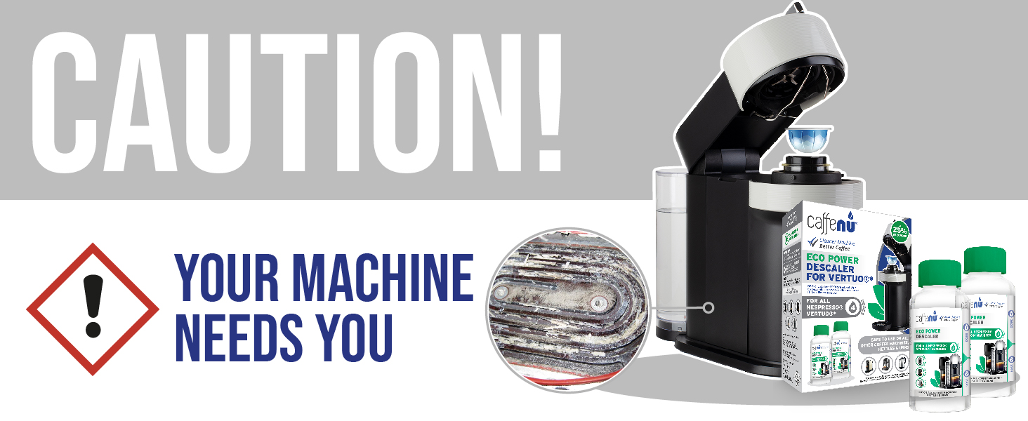 Caffenu Nespresso Vertuo Descaling Kit. 2 Bottles x Nespresso Descaler 4 Uses