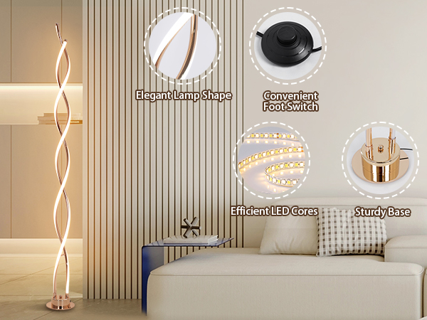 ADISUN 31W Modern Floor Lamp, LED Spiral Floor Lamp for