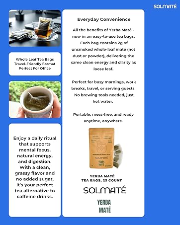 Review Solmaté Yerba Maté| 100% Natural &Amp; Unsmoked Pure Leaf | No 14 Yerba Mate Tea Bags