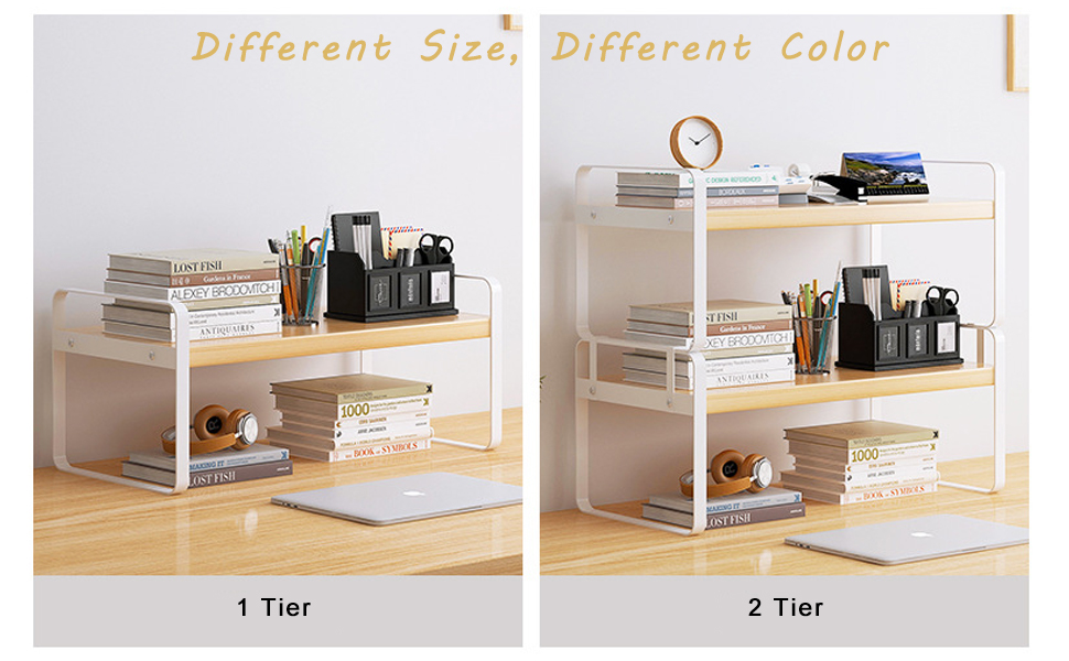 GENDLTHIJ Desktop Shelf Organizer, Small Wood Countertop