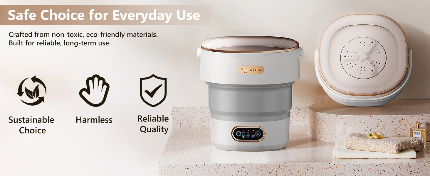 Mini Laundry Machine 16L — Foldable Portable Laundry Machine and Spinner for Baby Clothes, Underwear, Socks; Ideal for Travel, Dorms, Camping 14 Portable Washing Machine