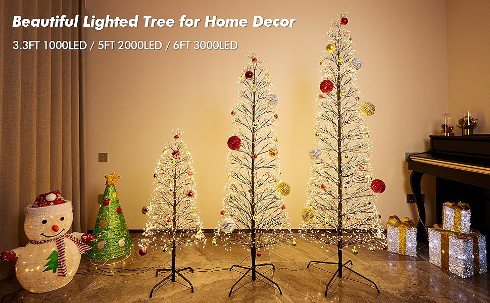 FANCILLUMA 2000LED Tree with Lights,5FT Lighted Tree,Timer