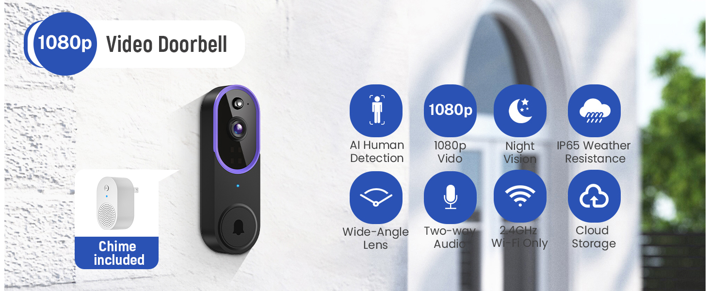 WIRE-FREE Video Doorbell Camera