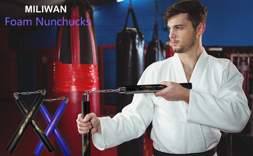 MILIWAN Foam Nunchucks 2 Pairs Portable Training Nunchaku Practice