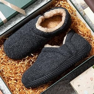 Zizor Pantuflas de Lana para Hombres con Memoria, Suela Dura ...