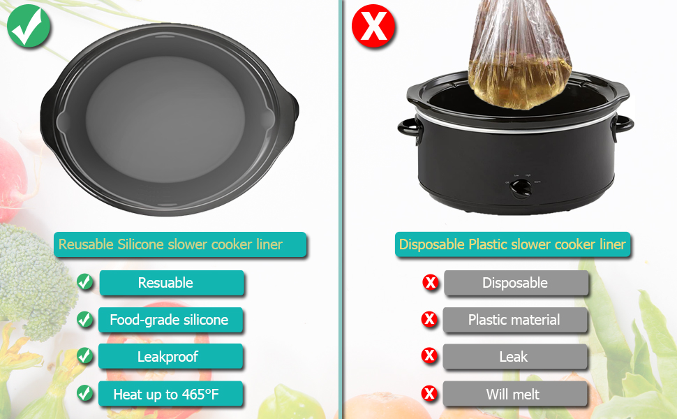 Silicone Slow Cooker Liners for CrockPot 7 Quart Crock Pot