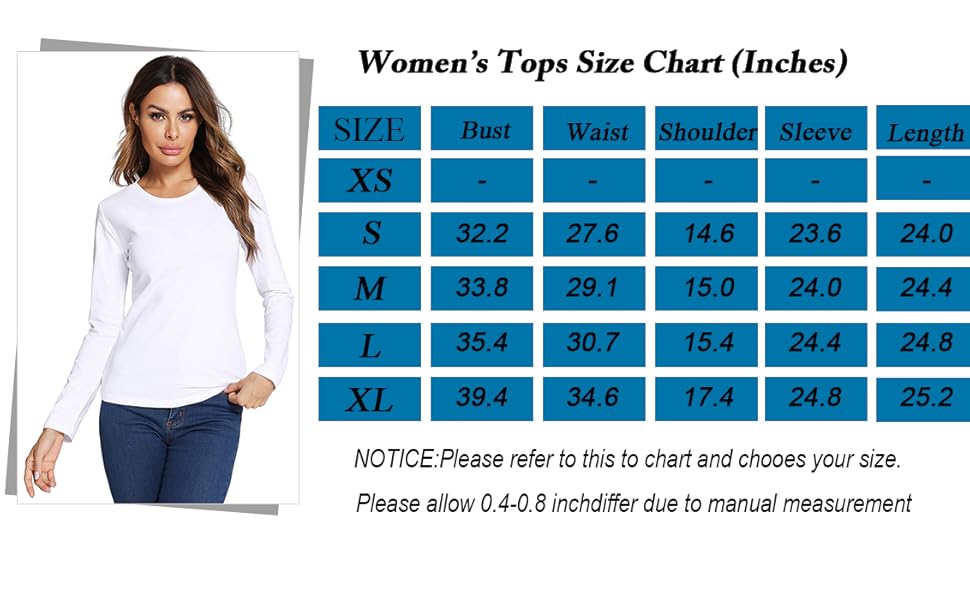 Women's Slim Fitted V Neck/Crewneck Long Sleeve T Shirt Basic Soft Cotton  Tops