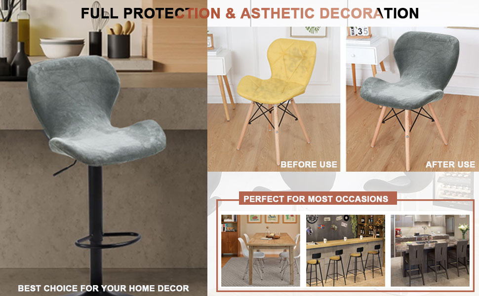 Bifaunvogel 2 Pack Counter Height Bar Chairs Cover Velvet Swivel Bar Stools