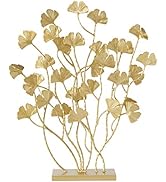 WHW Whole House Worlds Abstract Gingko Sculpture, Gold Metal, Medium Matte Gilt Finish, Botanical...