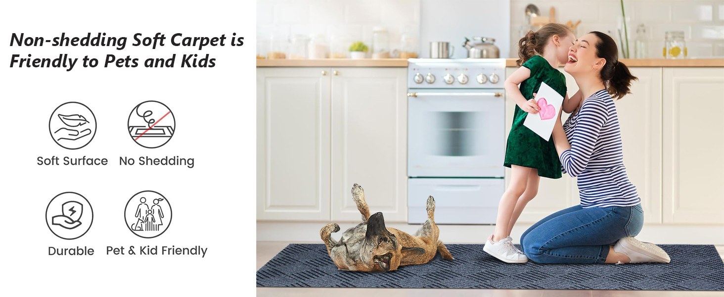 GLIWEN Rugs 2FTx12FT UltraThin Rubber Backing Indoor Area