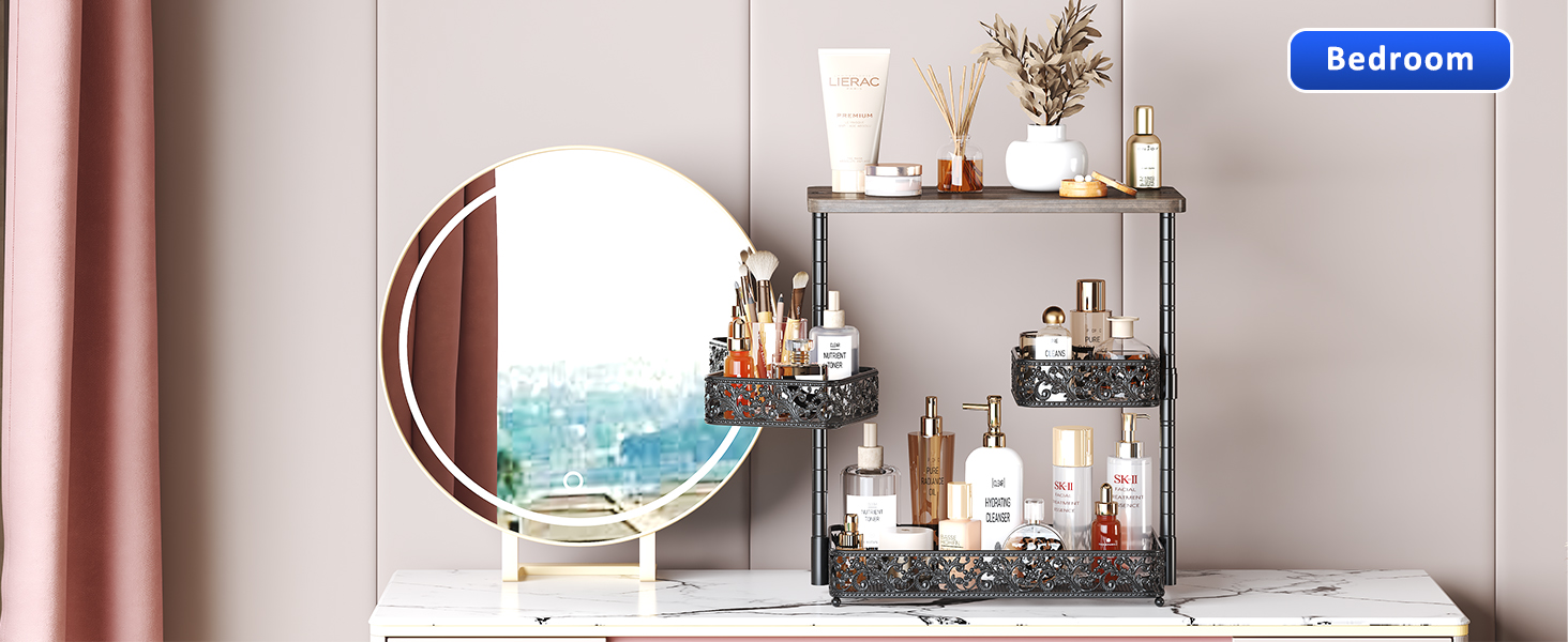 3 Tier Storage Organizer Countertop,with Two Rotating Metal