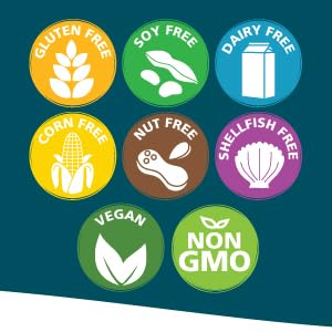 Free of gluten, soy, dairy, corn, nut, shellfish and GMO - Vegan supplement