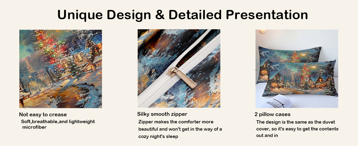 Bildenly Christmas Comforter Set King Size Winter Village